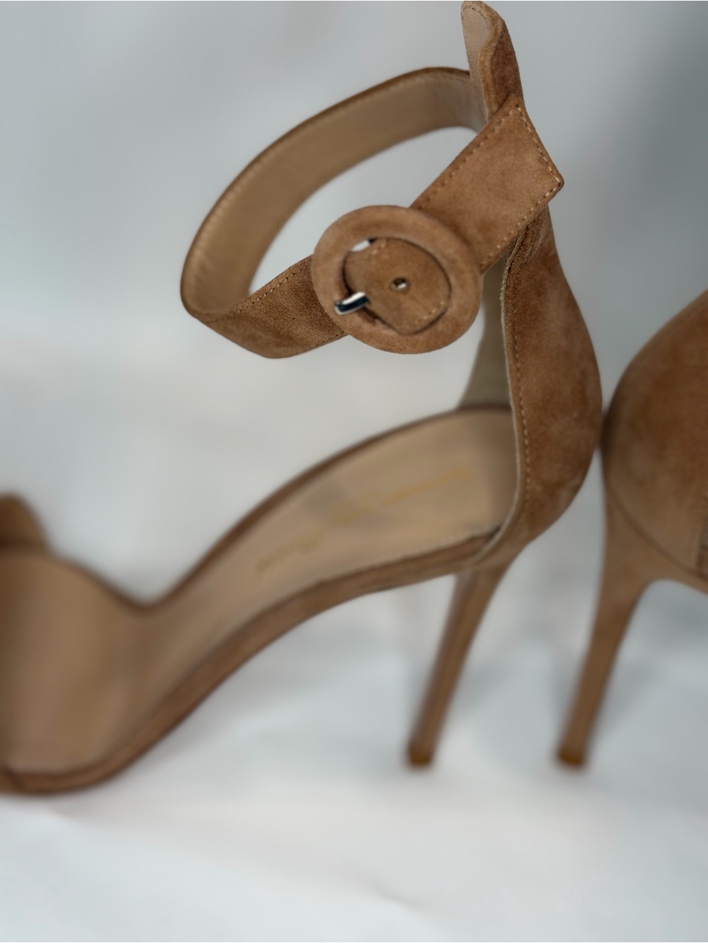 Gianvito Rossi PortofinoTan Suede Ankle-Strap Stiletto Sandals - Picture 8 of 16